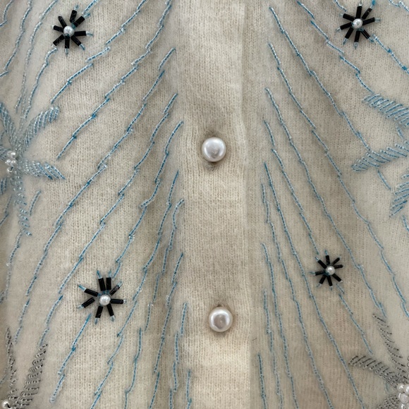 Vintage embroidered cream beaded cardigan size uk36 - Picture 3 of 4